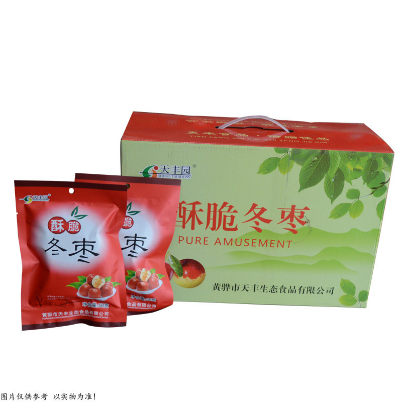 黄骅天丰园脆冬枣酥脆冬枣  酥脆可口  去核 50克*20袋/箱 绿彩箱