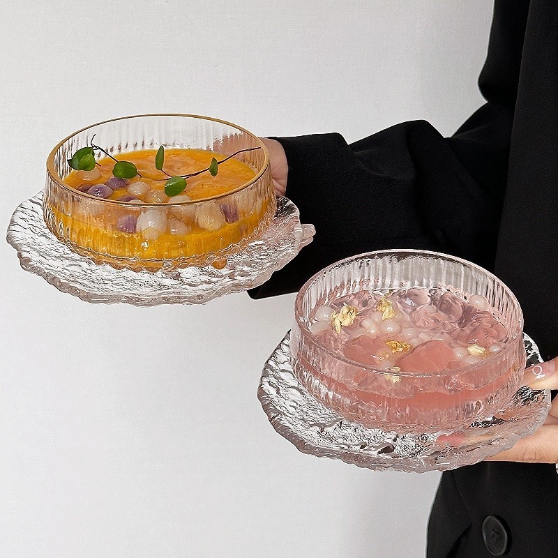 进口ins网红餐厅玻璃甜品碗碟套装糖水雪糕酸奶碗燕窝小吃碗绵绵