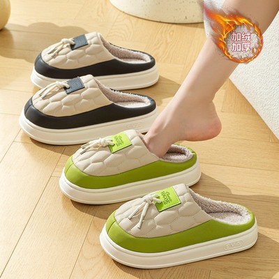 进口高级感棉拖鞋女秋冬季室内家居家用情侣新款厚软底保暖防水防