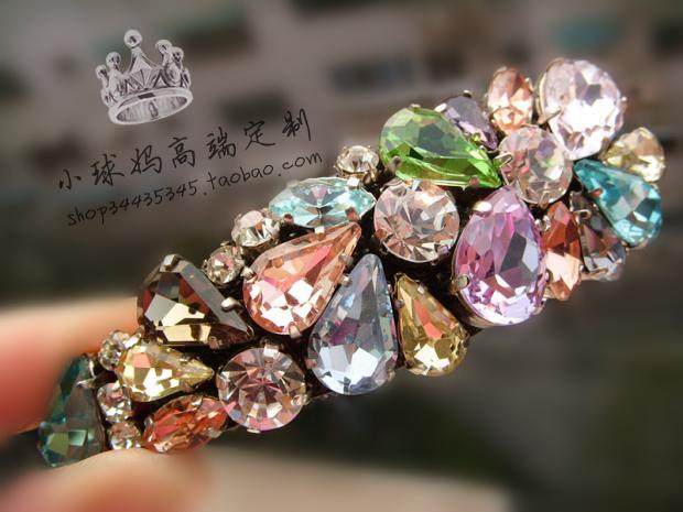 包邮韩款 妖娆尘舞满钻奢华水晶水钻大bb夹宝石 发夹发饰边夹顶夹