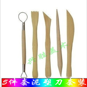 木质5件软陶泥彩陶泥超轻粘土工具 创意泥DIY泥塑雕塑工具陶泥刀