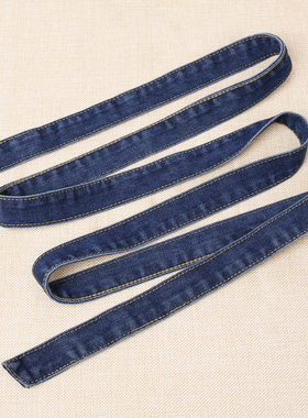 牛仔布腰带女绑带3.5cm宽深蓝色浅蓝色牛仔裤连体裤牛仔外套绑带