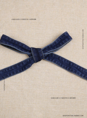 牛仔腰带女绑带3.5cm宽深蓝色浅蓝色牛仔裤连体裤牛仔外套绑带短