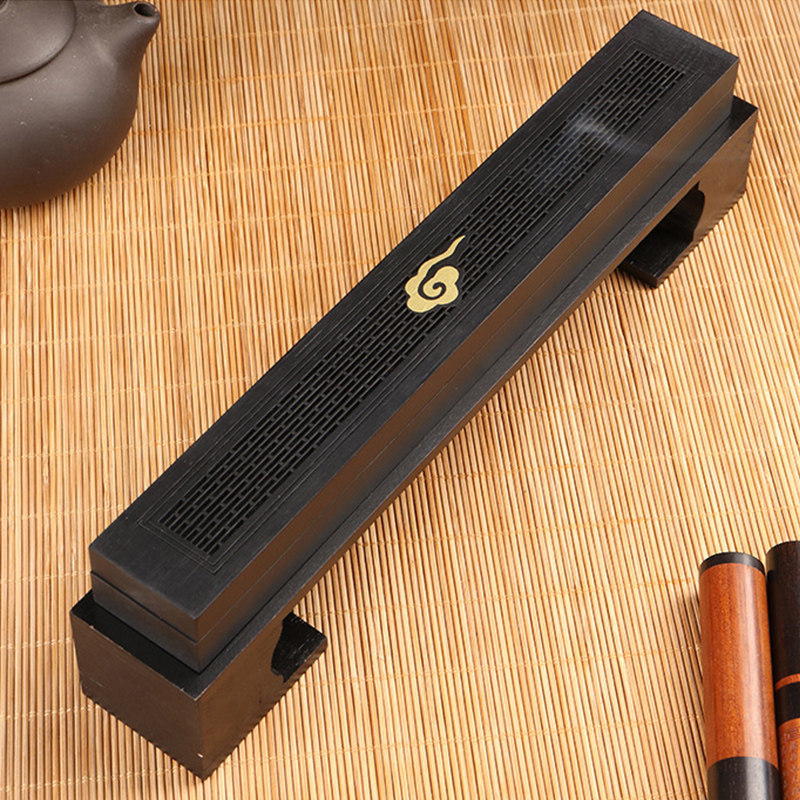 紫竹黑卧香盒线香底座香炉家用室内熏香紫光檀沉香檀香线香盒摆件