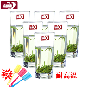 家用透明八角杯四方水杯 青苹果无铅耐热玻璃杯 喝茶杯饮料果汁杯