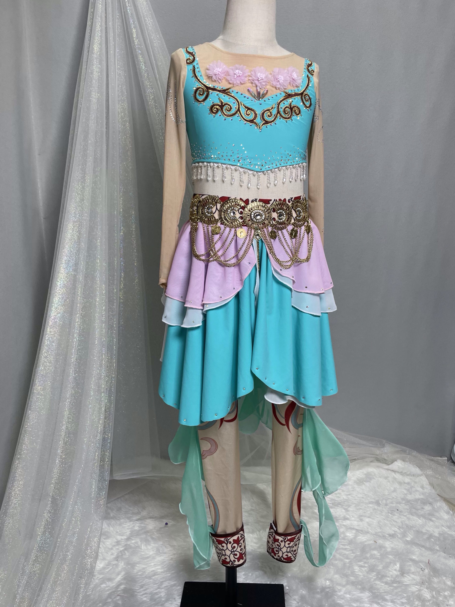 少儿民族舞蹈服装青莲升同款剧目儿童演出服独舞艺考比赛定制
