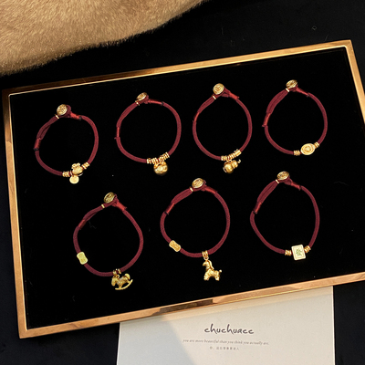 属马本命年红绳手链古法黄金财神国风手绳女款2025新款盘缠编织绳