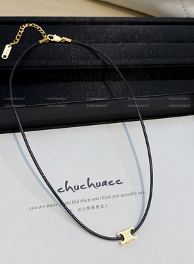 凯项链choker辣妹黑皮绳项圈