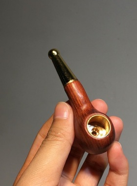精品迷你小斗紫檀木小斗便捷小号实木烟斗短嘴烟锅复古旱烟斗男士