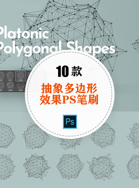 polygon抽象科技感多边形几何图形PS笔刷+PNG透明图片设计素材