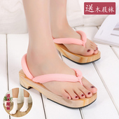 人字cos鞋 日式 日常凉拖鞋 动漫木屐拖鞋 木屐女中跟实木鞋 人字拖鞋