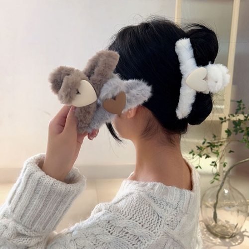 韩国ins流行抓夹合集 秋冬毛绒抓夹大号鲨鱼夹网红后脑勺盘发头饰