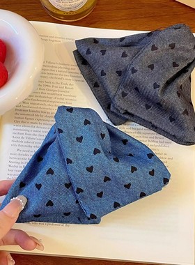 韩系爱心牛仔三角抓夹女夏日后脑勺气质盘发鲨鱼夹百搭发夹发饰