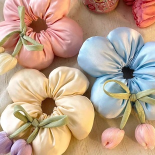 2026时尚 后脑勺扎丸子头发饰高弹力 郁金香花朵大肠发圈2025新款