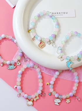 2026时尚新款韩版手串气质可爱小兔子水晶串珠手饰学生手链饰品