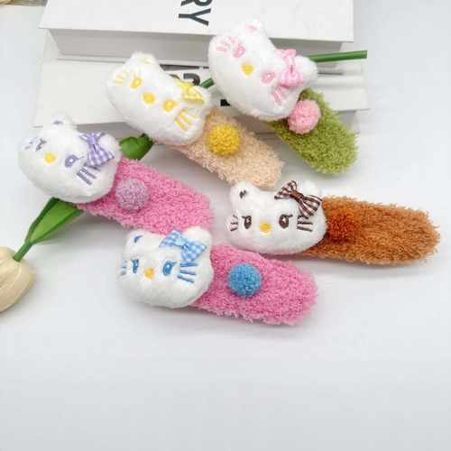 韩系甜美款毛绒kt猫可爱鸭嘴夹发抓头饰新款后脑勺抓夹厂家