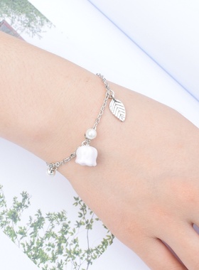 2026时尚简约韩版女生小清新闺蜜一对个性花苞手链森系招桃花陶瓷