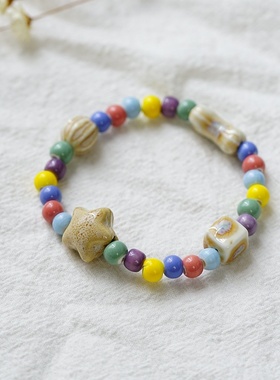 2026时尚一米瓷景德镇陶瓷手链饰品学生手工编织手串新中式文艺