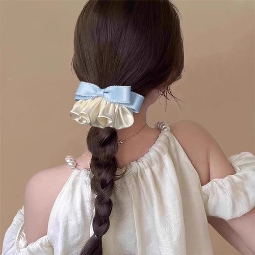 甜美公主~黑色蝴蝶结发夹法式感后脑勺褶皱裙摆弹簧发夹小清