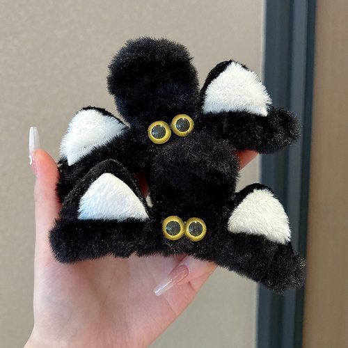 猫耳朵毛绒大号抓夹女2025新款发夹后脑勺鲨鱼夹秋冬百搭夹子