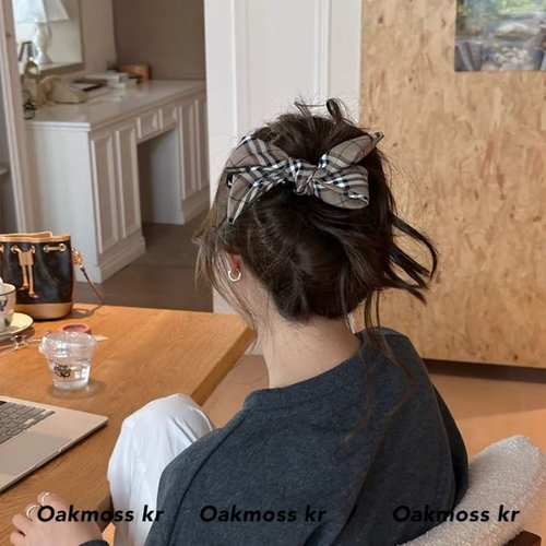 2026时尚松弛感！经典格子豹纹蝴蝶结一字抓夹时髦博主同款后脑勺