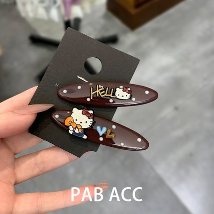 2026时尚韩国2个装元气hellokitty波点爱心鸭嘴夹精致刘海懒人对