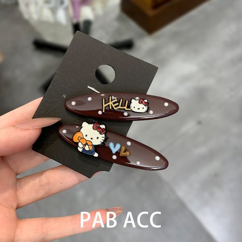 2026时尚韩国2个装元气hellokitty波点爱心鸭嘴夹精致刘海懒人对