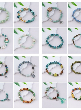 2026时尚景德镇陶瓷手串新中式饰品陶瓷手串清新绿色手链女百搭感