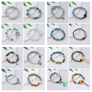 2026时尚景德镇陶瓷手串新中式饰品陶瓷手串清新绿色手链女百搭感