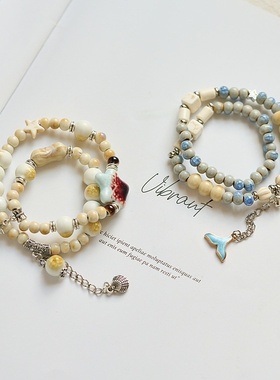 2026时尚景德镇陶瓷手链不掉色女夏季小清新原创简约学生海星贝壳