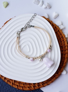 2026时尚2024韩新款铃兰花陶瓷手链 情侣闺蜜手饰礼物 地摊产品