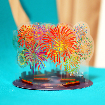 日本立体贺卡烟火大会精致创意谷美拍照装饰生日祝福求婚日新年