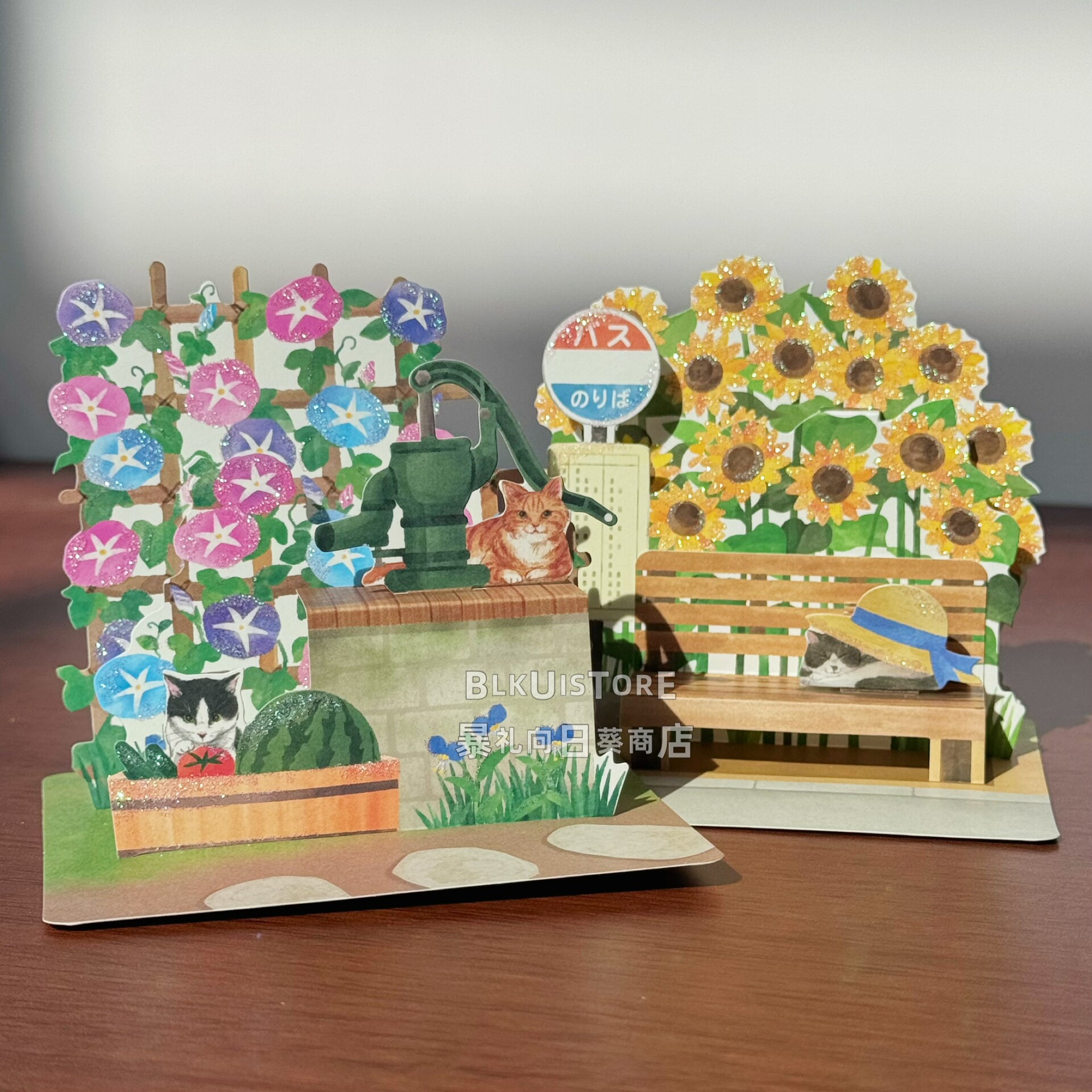 日本夏天万用立体贺卡牵牛花向日葵猫咪创意卡片毕业礼物手写祝福
