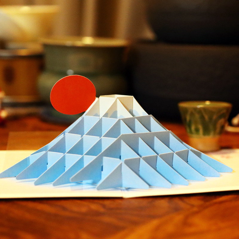 日本春季金箔富士山樱花立体景色贺卡毕业生日送女友万用祝福卡片