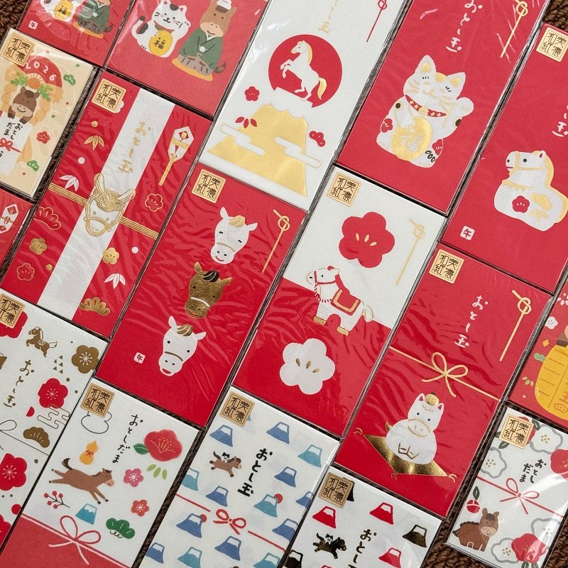 日本制古川美浓和纸马年烫金红包千元百元利是封春节压岁包祝福