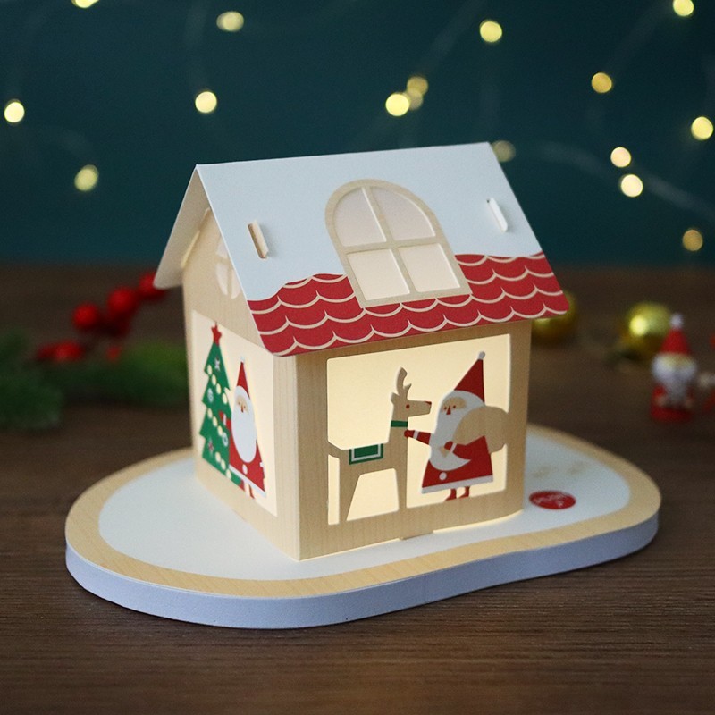日本创意圣诞老人小屋灯光音乐立体贺卡温馨祝福手写留言DIY卡片