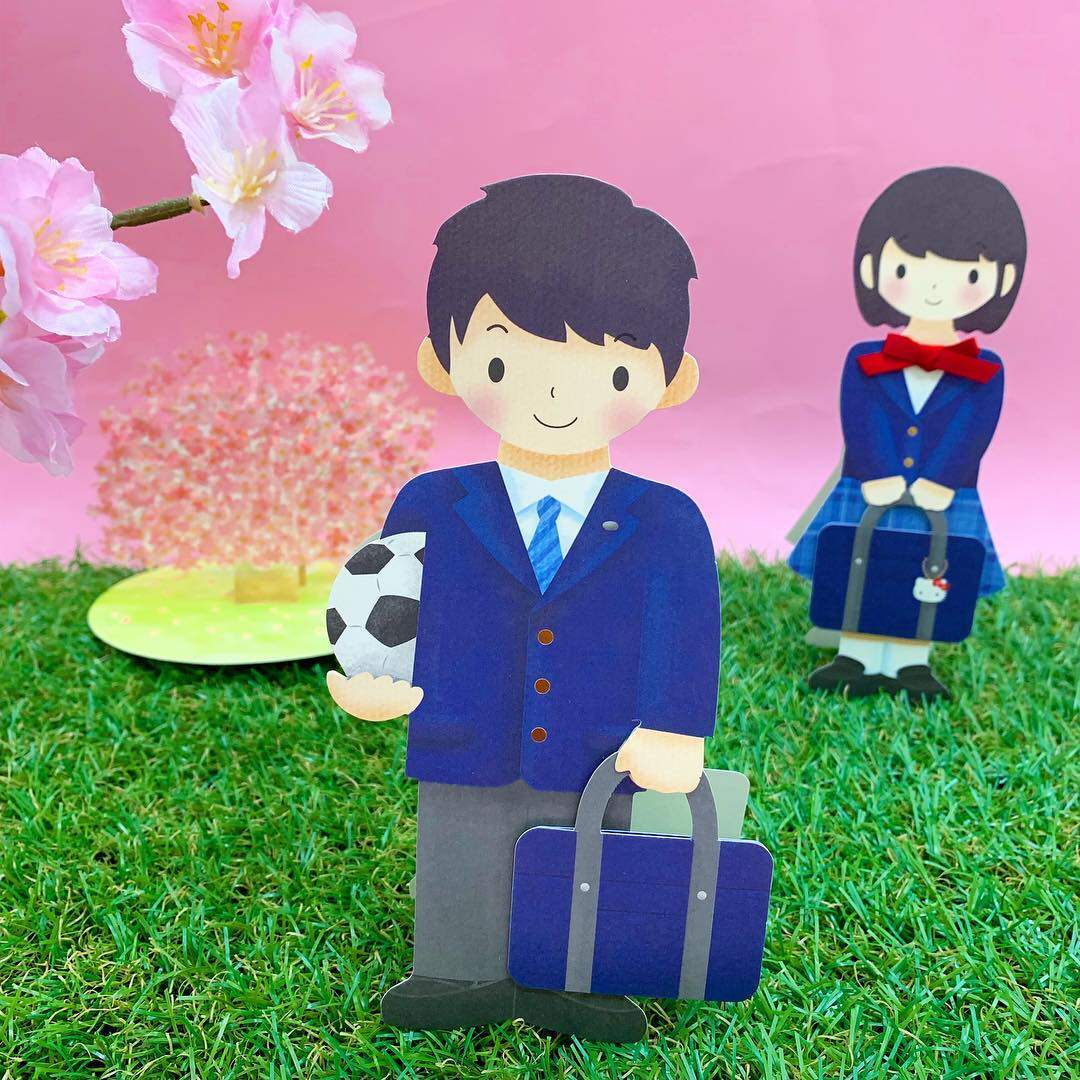 日本立体贺卡中学高中升学顺利开学寄语男孩女孩校服卡片母亲节