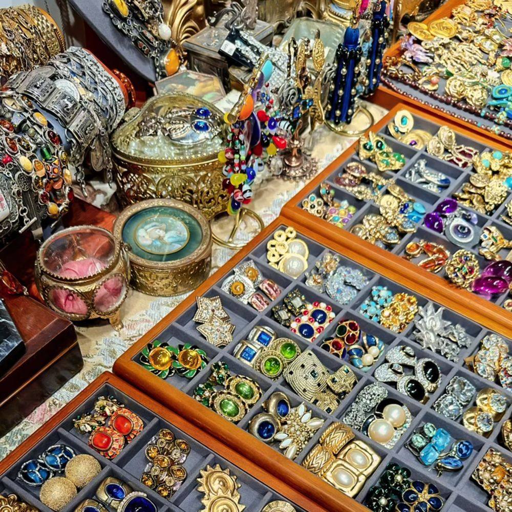 中古vintage饰品 欧美中世纪高奢耳环宫廷风滴油花朵高级感耳饰女,饰品/流行首饰/时尚饰品新,耳钉,淘宝优惠券,粉丝福利购,淘宝优惠卷