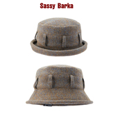 SassyBarka复古卷檐渔夫帽子千鸟格春秋冬男女设计师平顶短檐