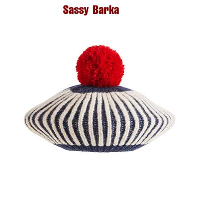 SassyBarka贝雷撞色针织毛线帽