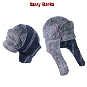 SassyBarka竖檐护耳雷锋升级版 灰蓝条纹撞色羊毛保暖雷锋帽子男女