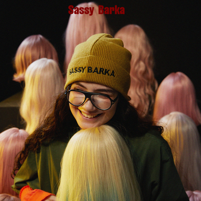 SassyBarka翻檐鸭舌包头针织帽子刺绣限定版明黄色男女秋冬