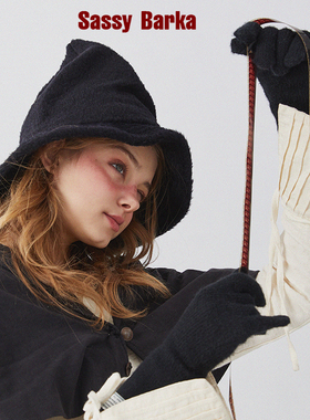 限量国现乞丐版大巫师尖顶短檐帽魔女设计师复古厚秋冬款立体剪裁