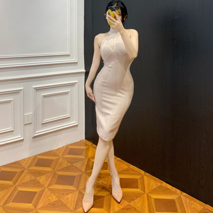 思瑞 卡戴系真空雕身裙 高阶简约系优雅气质无袖高弹绷带连衣裙