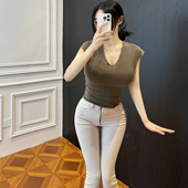 莱赛尔小飞袖 T恤 夏季 思瑞 三色v领弹力修身 显瘦简约百搭打底上衣