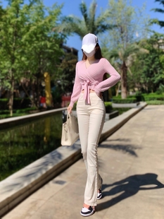 弹力棉显瘦显腿长水洗阔腿裤 2022新款 白色大长腿微喇牛仔裤 思瑞