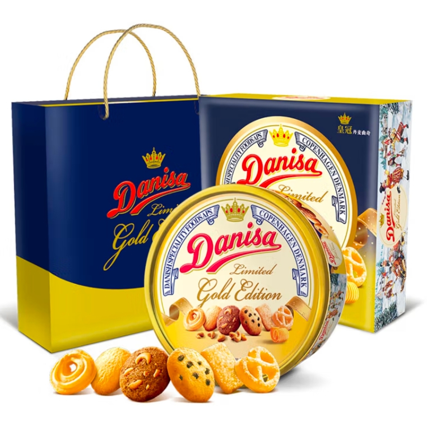 皇冠danisa曲奇饼干金色礼盒装550g年货礼盒休闲零食早餐印尼进口