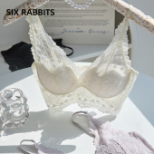 六只兔子性感V领内衣女小胸聚拢法式 蕾丝纯欲背心文胸防下垂胸罩
