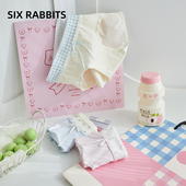 撞色腰边甜美风短裤 六只兔子A类棉内裤 女抑菌纯棉加长底裆三角裤