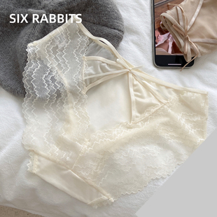 女镂空火辣纯欲****蕾丝女生三角裤 六只兔子薄款 性感网纱内裤